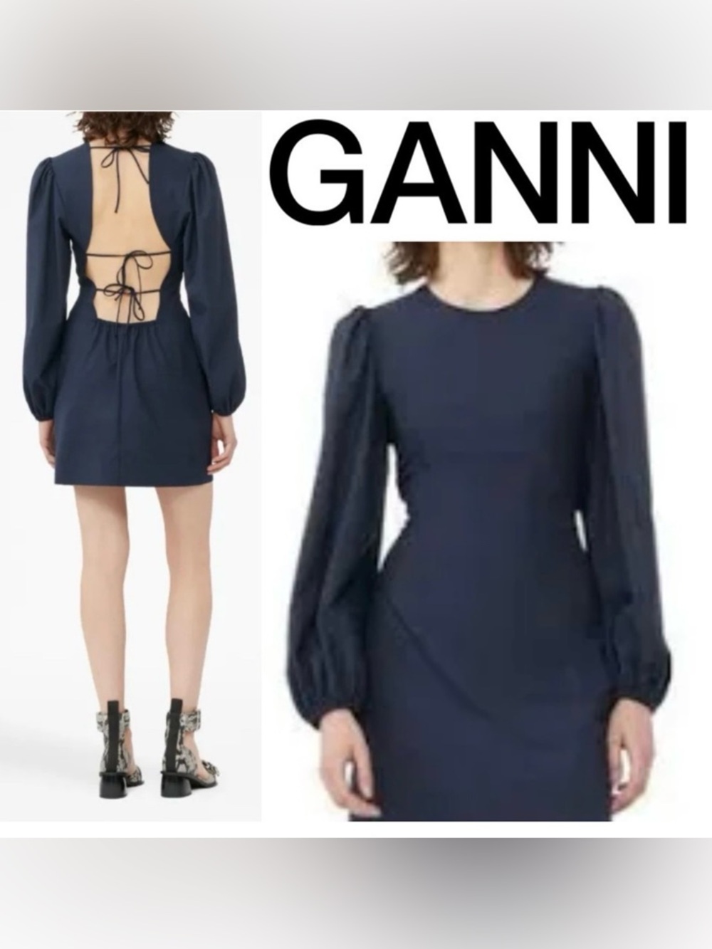 GANNI Drapey Melange Open Back Dress